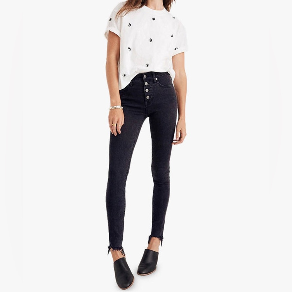 Madewell 9” Black High-Rise Skinny Raw Hem Jeans H3026